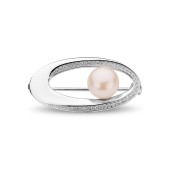 Brosa argint cu perla naturala roz Fuzz Peach si pietre DiAmanti SK23489BR_P-G
